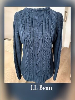 NWOT L.L. Bean Navy Cable Knit Sweater